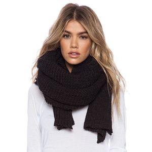 Brixton Dakota Scarf Thick Extra Long Acrylic Heather Black New Nwt